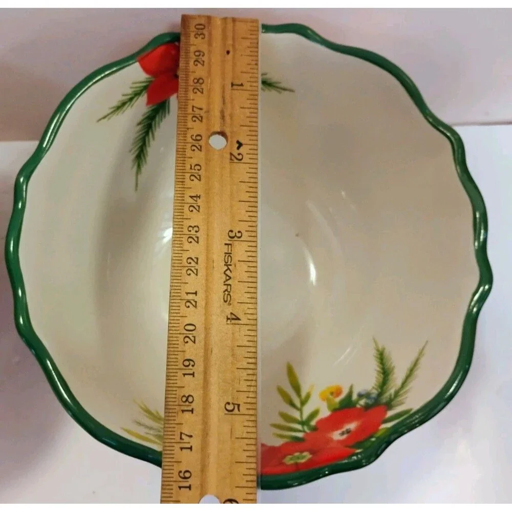 Pioneer Woman Blossom Jubilee Footed Soup Cereal Bowls Set of 2 Red Yellow AS IS